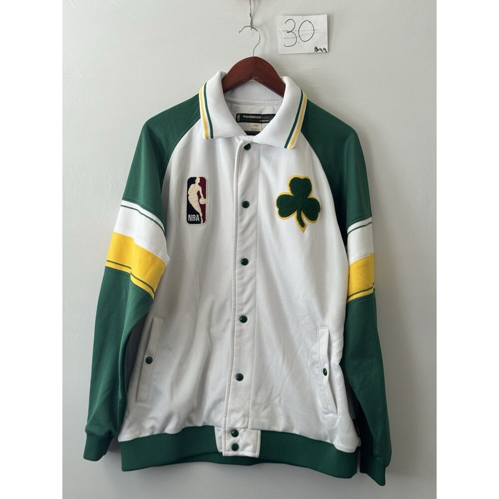 VTG Reebok Hardwood Classics Boston Celtics Snap Front Warm Up Jacket Large NBA